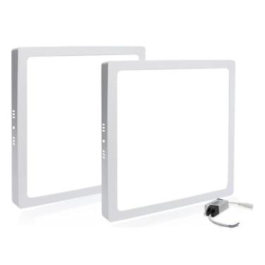 Imagem de Combo 2 Luminaria Plafon Painel Sobrepor 18w LED Quadrada 4000K LED Teto Branco Neutro 22x22 Iluminação Quarto Sala Casa