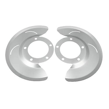 Imagem de X AUTOHAUX Par de escudos contra poeira de freio a disco dianteiro prateado para Ford F-150 1976-1979 7679BDS