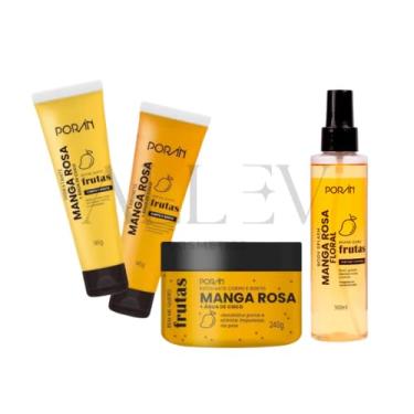 Imagem de Kit Manga Rosa corpo e rosto, 4 Peças, Hidratante, Sabonete, Esfoliante e Body Splash com Água de Coco