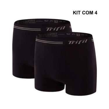 Imagem de Kit 4 Cuecas Boxer Anatomica Microfibra Sem Costura Trifil, M, PretoPr