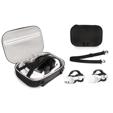 Imagem de CaseSack Capa Compatível Com Meta Quest 3/3S E 2, Organizadora De Viagens Para Headset Vr, Acessórios Controle, Alça Ombro Fácil Transporte (Preta)