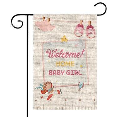 Imagem de WeBenison Bandeira De Jardim It'S A Girl/Placa Boas-Vindas Para Bebê, Quintal, Gramado/Placa Chá Bebê/Decoração Festa 1º Aniversário Menina, Placa Interna E Externa, Estopa Dupla Face