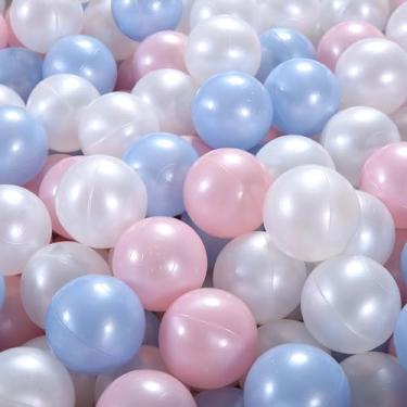 Imagem de GUESVOT Bolas De Plástico Para Piscina Bolinhas, Livres Bpa, À Prova Esmagamento E Quebra, Conjunto Com 100 Peças 2,2" Crianças Pequenas, Tenda Brincar Túnel (Rosa Pera + Branco Pera)