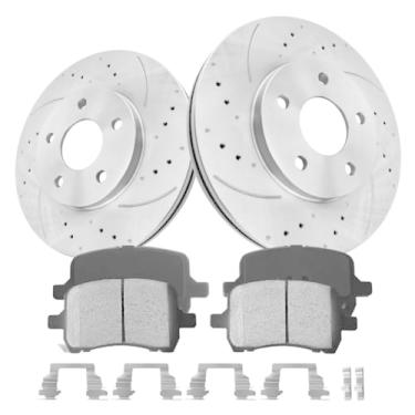 Imagem de GAIASURGE Kit De Pastilhas E Rotores Freio Compatíveis Com Chevrolet Hhr 2006-2011, Kits Reposição Automotivos Dianteiros 55122 D1160-8270, Óleo Antiferrugem Fenda Perfurada, 276 Mm (10,9 Pol.)