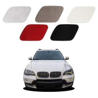 Imagem de Goholy Capa de arruela de farol de para-choque dianteiro de carro compatível com BMW X5 E70 2007-2012 Tampa de bico de arruela de farol 51657199141 51657199142 Capa de spray de água branca lado