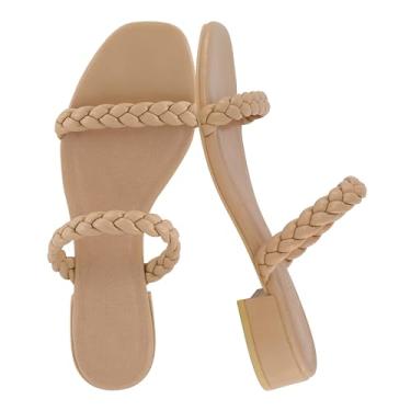 Imagem de CUSHIONAIRE Sand lia feminina Neptune com salto baixo tran ado + espuma viscoel stica, Nude., 8