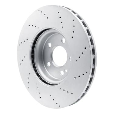 Imagem de Dynamic Friction Company Freios e rotores | Rotor revestido GEOSPEC perfurado dianteiro| Para Mercedes-Benz A220 2019-2022, Mercedes-Benz CLA250 2020-2025, GLB250, Mercedes-Benz GLA250 2021-2023