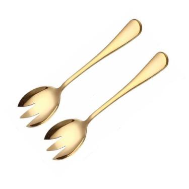Imagem de Conjunto 2 Garfos Para Salada Dourado Aço inox 20cm - JM CASA
