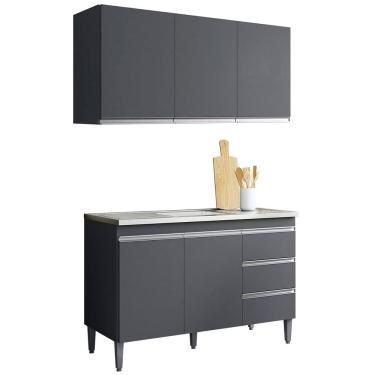 Imagem de Kit Armário Aéreo e Balcão de pia sem Tampo 120 cm Adriana