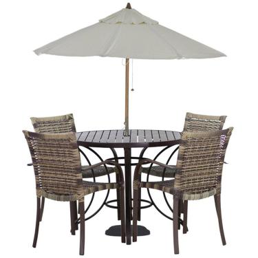 Imagem de Conjunto de 4 Cadeiras Ascoli e Mesa com Ombrelone em Alumínio para Área, Piscina