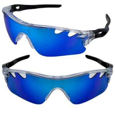 Imagem de Óculos de Sol Esportivo Atleta Ciclista Invocado Premium BIke MTB Speed Corrida Maratona Beach Tennis Altinha com Proteção UV400 - DOUCZ JOACHIM (Transparente Lente Azul Haste Preta)