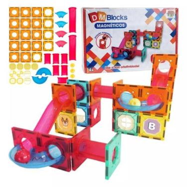 Imagem de Blocos De Montar Magnéticos 47 Peças Dm Blocks - Dm Toys