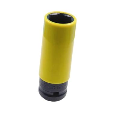 Imagem de Baoblaze Removedor de parafusos de soquetes de roda para chave de impacto de 1/2" Ferramenta de remoção de porcas Protetor de rodas Soquetes de porcas, Amarelo, 19mm