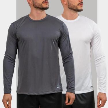 Imagem de Kit 2 Camisetas com Proteção Solar Uv 50+ Camisa Termica Manga Longa M