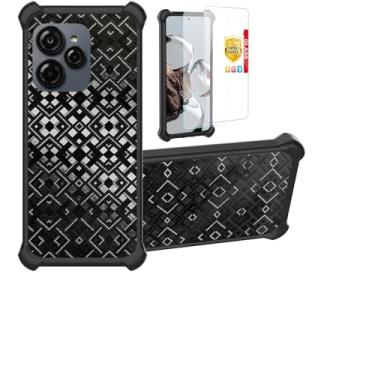 Imagem de Aroepurt Capa compatível com BLU View Speed Ultra 5G B1660V capa de suporte [com 2 películas de vidro temperado] Capa híbrida [mudança de forma multidirecional 3D] preta