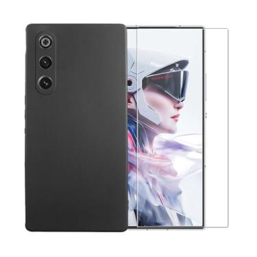 Imagem de WDMYLFTW Capa para ZTE Nubia RedMagic 10 Air + película protetora de tela de vidro temperado - Capa protetora de TPU (preta)