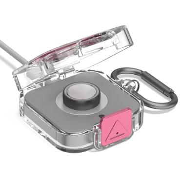 Imagem de Wacanc Capa de plástico com trava segura compatível com carregador Oura Ring Gen 4, capa protetora portátil para carregador Oura Ring Gen 4 com mosquetão, apenas capa protetora (rosa)