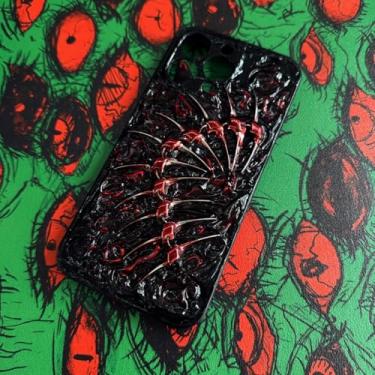 Imagem de Unitvbba Capa de telefone gótica 3D feita à mão com olho de monstro – Ajuste personalizado para todos os modelos de telefone – Exclusivo para fãs de terror, cosplay, amantes de estética escura