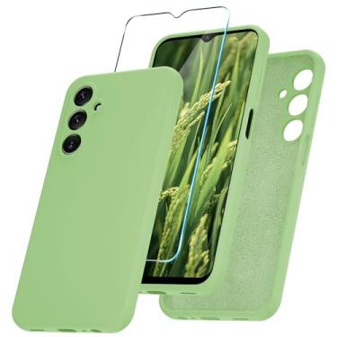 Imagem de YENAPOON Capa de telefone de silicone para Samsung Galaxy A15 5G, verde menta | Capa, com 1 protetor de tela, macio antiarranhões, forro de microfibra, corpo inteiro, à prova de choque, capa fina