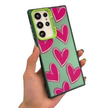 Imagem de Capa traseira rígida e fina de luxo em prata galvanizada com formato de coração (para Samsung S23/GreenRoseAX)