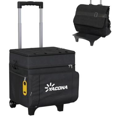 Imagem de Cooler com rodas e alça, refrigerador com rodinhas para 50 latas, refrigerador portátil e dobrável macio com rodas, à prova de vazamento, para praia, acampamento, pátio, viagens, ao ar livre, campos