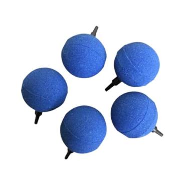 Imagem de IEUDNS 5 peças de difusor de ar de pedra de aquário de 50 mm com bico de 4-6 mm de substituição de material sinterizado de alta temperatura redondo, Azul