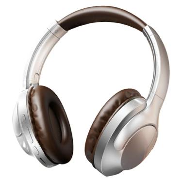 Imagem de Fone de Ouvido Bluetooth 5.2 Sem Fio Headset, Cancelamento de Ruído 6.0, 10h Bateria, Conforto Premium Design Dobrável Headphone Over-Ear, Conexão Estável, Prata Marrom