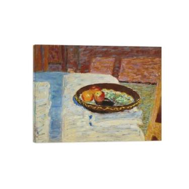 Imagem de Pintura Pieerre Bonanrd com moldura de madeira - Impressões em tela famosas - Imagem de arte de parede em tela para decoração de escritório doméstico - Impressão de reprodução em tela - Maçãs em prato