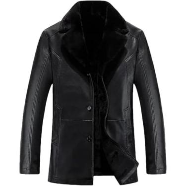 Imagem de Jaqueta De Couro Oversize Homens Casaco De Pele Homens Single Breasted Jaquetas De Couro Grossas Casual Trench Coat, Brown, L