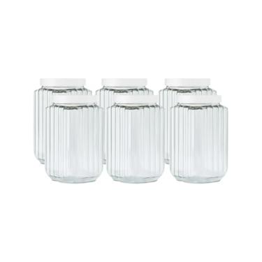 Imagem de Kit 6 Potes Grande Clássico Quadrado Fileto 2,5lt Organizador Multiuso (Branco)
