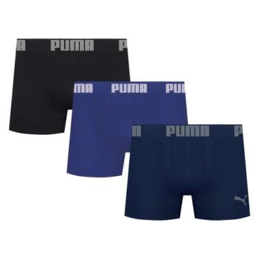 Imagem de Kit 3 Cuecas Puma Boxer Sem Costura Masculina, Marinho, Preto, G