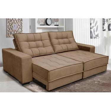 Imagem de Sofá Retrátil e Reclinável 2,90m Suede Coliseu Marrom Castor - Sofá Ca