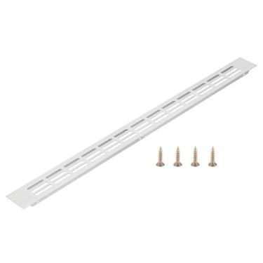 Imagem de PATIKIL Tampa de saída de ar da porta, 50 x 4 cm (dimensões externas), grade de ventilação com venezianas de alumínio, ventilação retangular com parafusos de montagem para armário de sapatos, prata