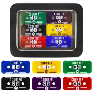 Imagem de SIXPIONTS 6Pcs Acrylic Mini Life Counters - Colorful Health Point Trackers Compatible with Magic The Gathering Commander Deck, LCG/RPG/D&D/MTG/CCG/TCG Gaming Table Games Accessories (6PCS/BOX Color-A)