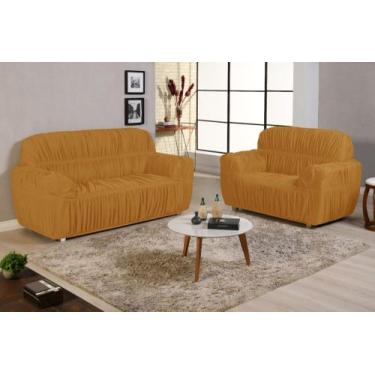 Imagem de Capa para sofa king grande 2 e 3 lugares malha gel elasticada - morada