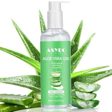 Imagem de ASYBO 300 ml de gel de aloe vera, creme facial hidratante de Aloe Vera 100% natural, calmante e hidratante, cuidado pós-sol, reduz a acne, repara cicatrizes, adequado para todos os tipos de pele