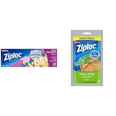 Imagem de Ziploc Saco Hermético Organizador de Geladeira, Tamanho Médio, 20 unidades com Saco Hermético Tamanho Pequeno, 14 Unidades