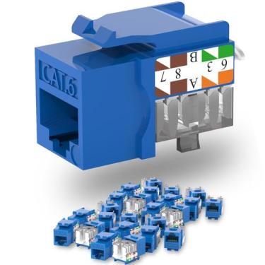 Imagem de Keystone Jack Cat6 Slim Lysymixs, pacote com 25 unidades, RJ45, azul