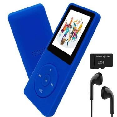 Imagem de Leitor MP3 Arungo MP10 32GB com alto-falante e fone de ouvido azul