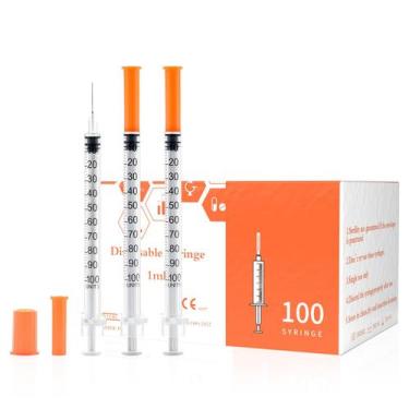 Imagem de Seringa Beicok U 100 1mL com agulha 31G 0,25 mm 8 mm, pacote com 100