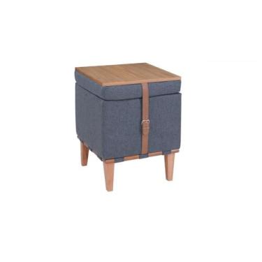 Imagem de Puff Flex Decorativo Quadrado Baú Mesa Centro Linho Chumbo - Natalino 