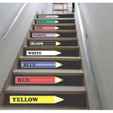 Imagem de Adesivo Decorativo  Escada de Escolas Lápis de Cor Inglês - Colakoala 