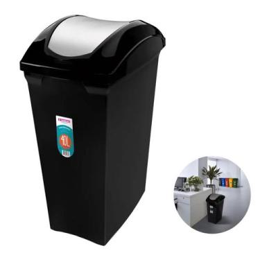 Imagem de Lixeira 40 Litros Com Tampa Basculante Cesto Lixo Cozinha Banheiro Esc