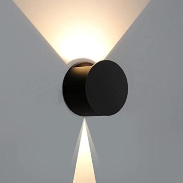 Imagem de Kawell Arandela de parede LED moderna de 8 W acende para baixo à prova d'água lâmpada de parede externa interna com fio para quarto, banheiro, corredor, escadas, varanda, preto 3000K