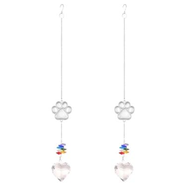 Imagem de ZJRDYYK 2 peças para pendurar em cristal para janela, prisma de cristal, apanhador de sol, coletor de sol com corrente para jardim, casamento, lustre de teto, decoração de carro