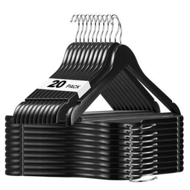 Imagem de Pacote de 20 cabides de madeira HOUSE DAY Black para camisas, ternos, 