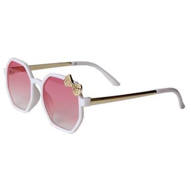 Imagem de Eyeglasstor Óculos De Sol Com Laço Para Meninas, Estilosos Fita Meninas E Crianças, Ajuste Seguro, Proteção Uv Polarizada, Branco Rosa