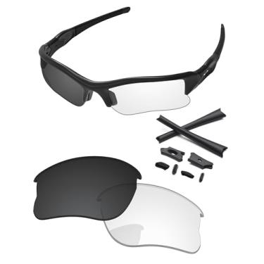 Imagem de PapaViva Lentes de reposição e kits de borracha para Oakley Flak Jacket XLJ, Eclipse cinza fotocrômico, Flak Jacket XLJ