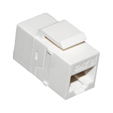 Imagem de Acoplador em linha de rede Cat 3/Cat 5e/Cat 6 UTP não blindado branco/preto RJ11/RJ45 adaptador Ethernet compatível com patch panel (5 peças, branco, Cat 3)