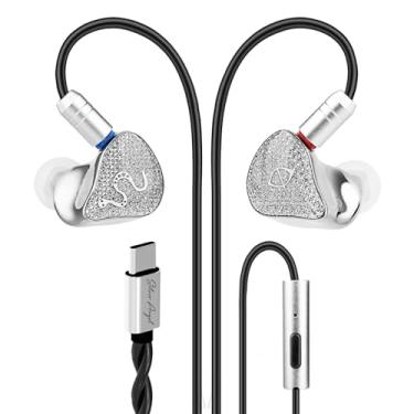 Imagem de EZ EAR SPA-SG Fones de ouvido com fio tipo C, fone de ouvido acústico com superfície de diamante de cristal IEMS Hi-Fi, plugue tipo C com fones de ouvido com isolamento de ruído de microfone para